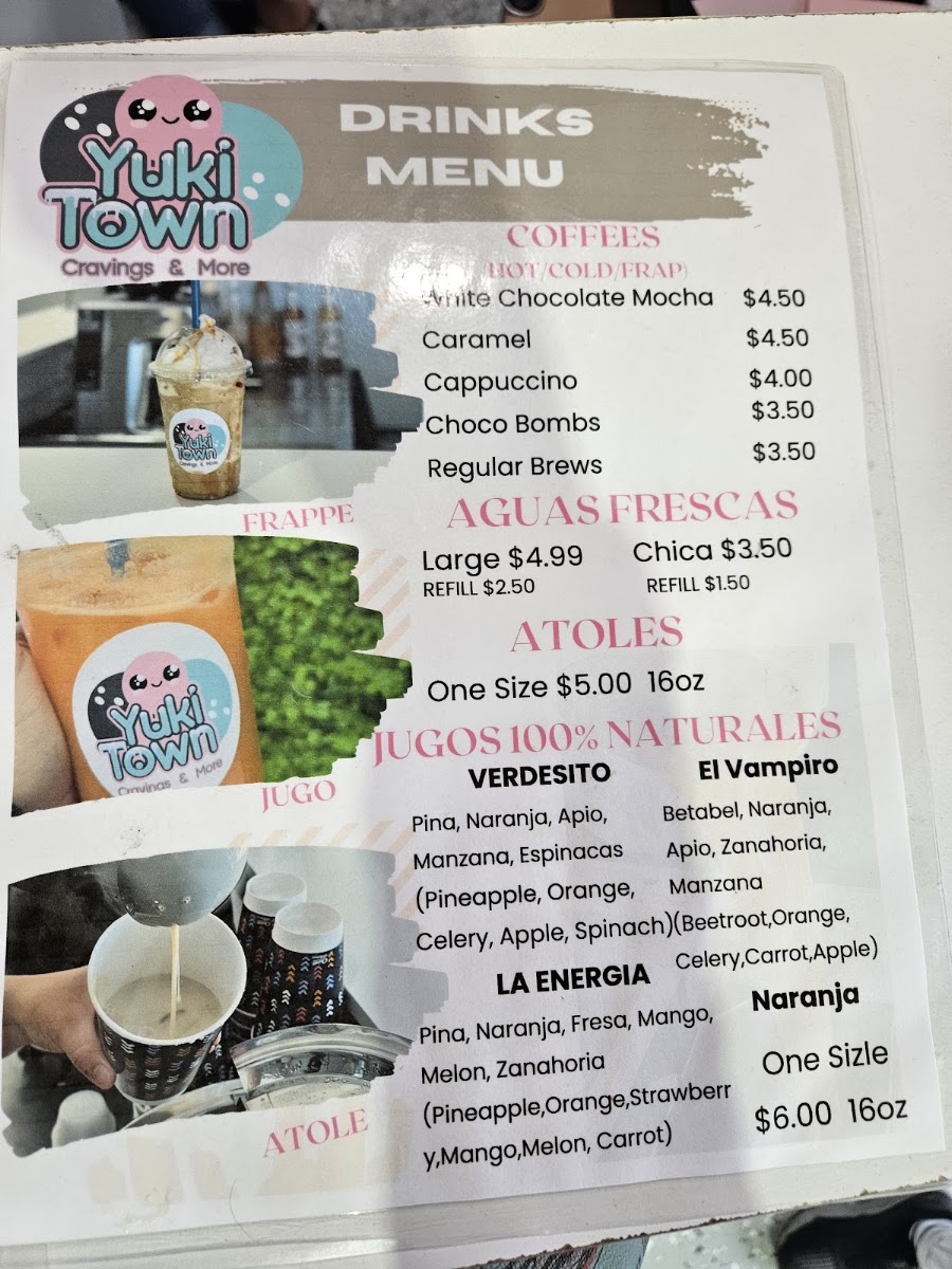 Yuki Town menu board
