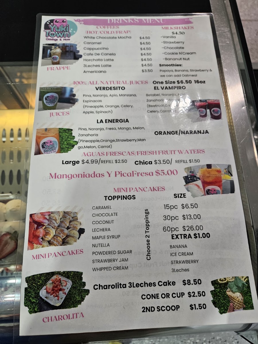 Yuki Town menu board