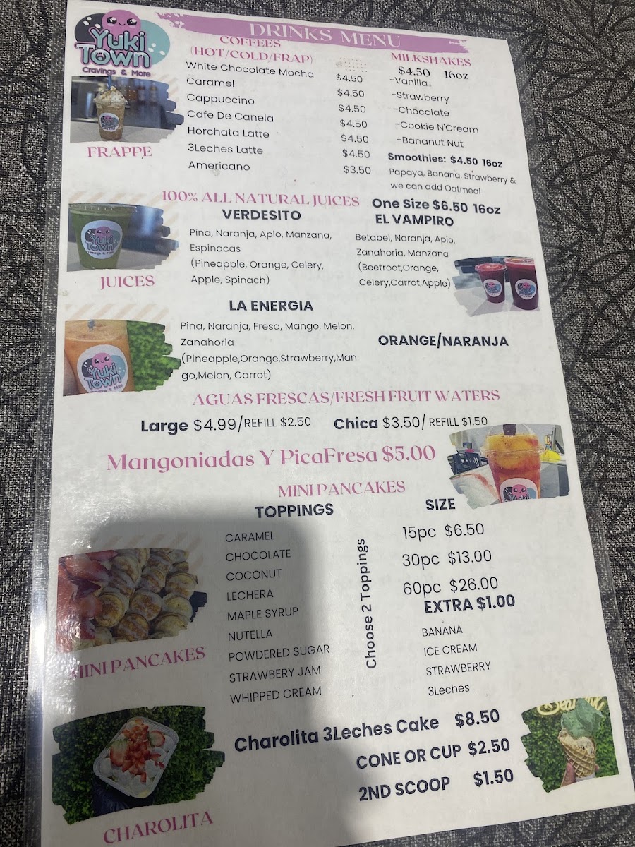 Yuki Town menu board