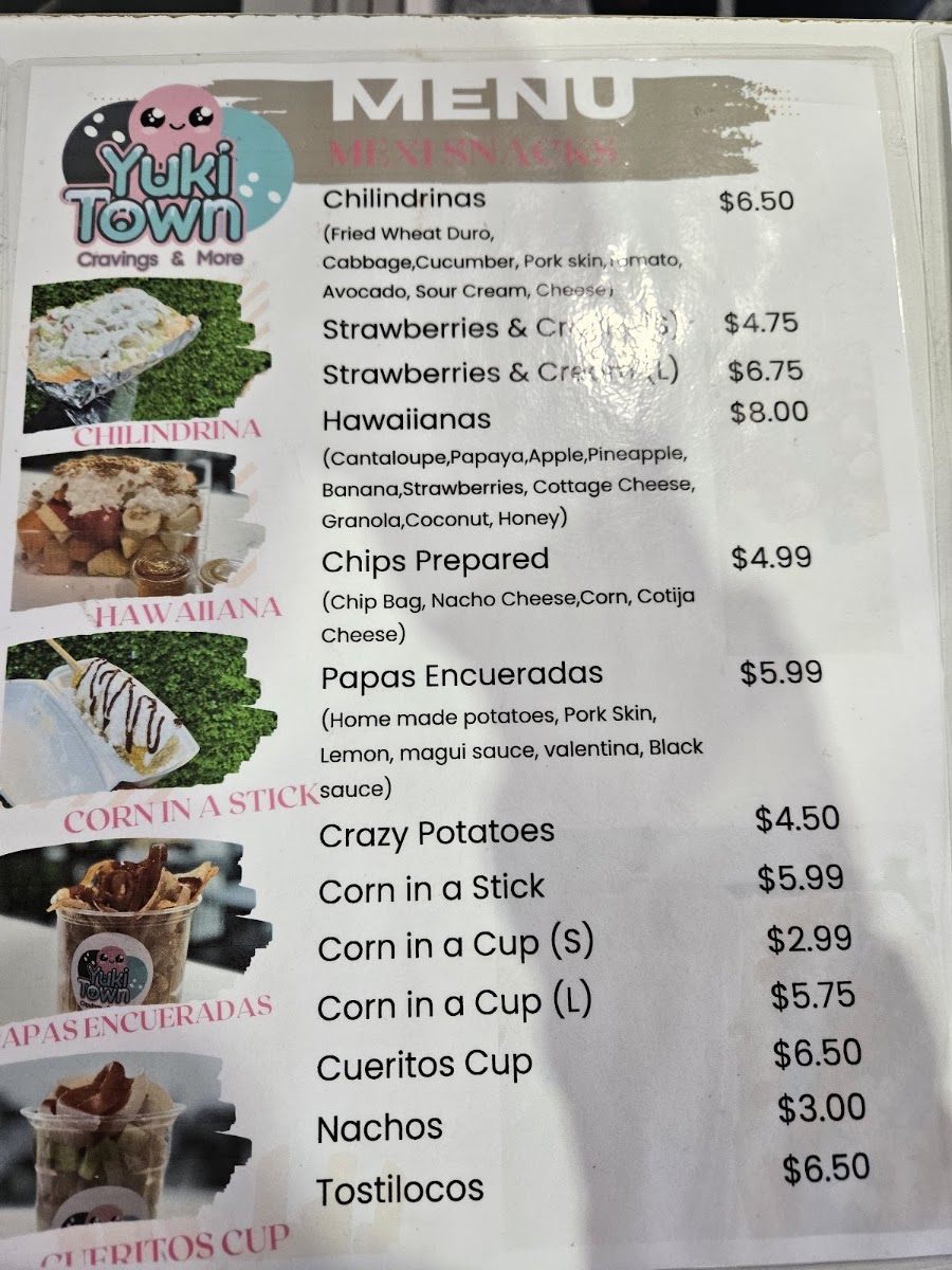 Yuki Town menu board