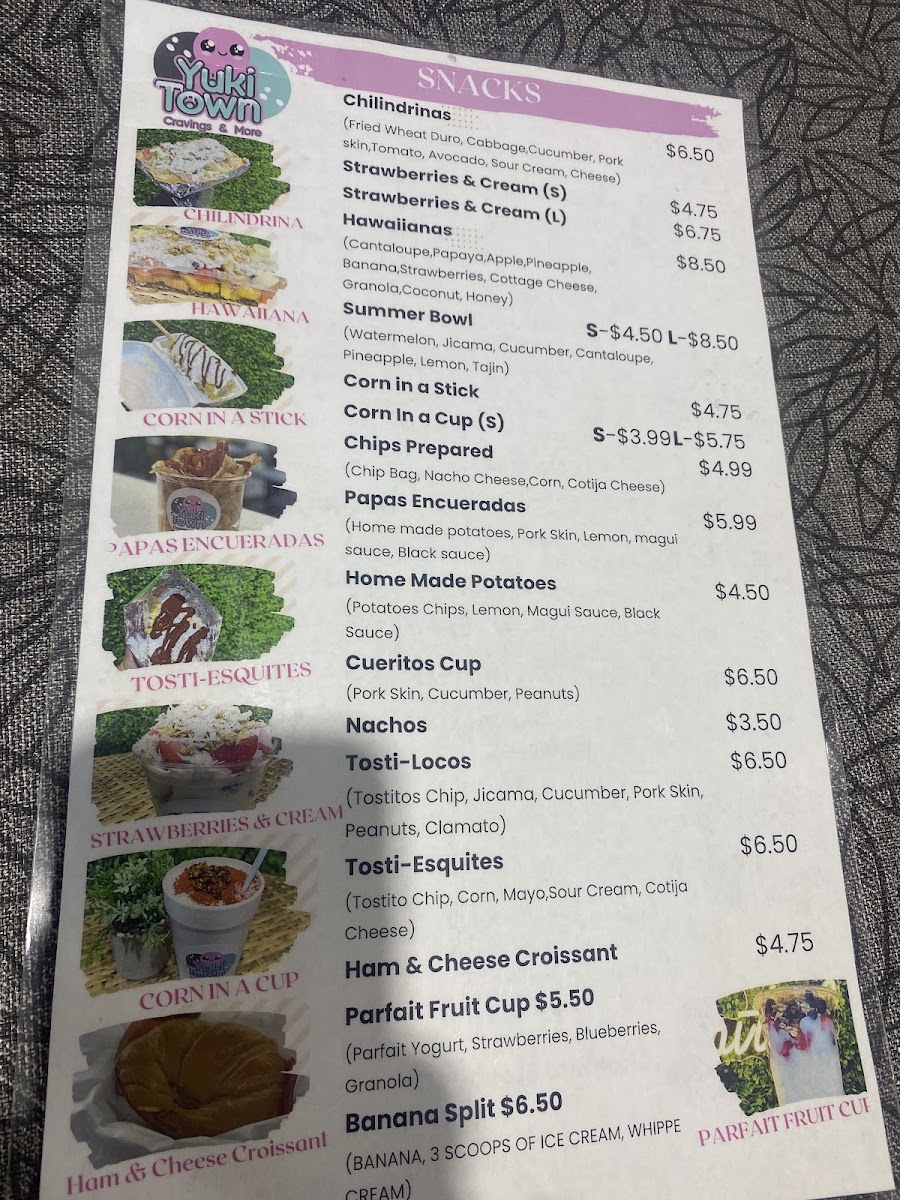 Yuki Town menu board