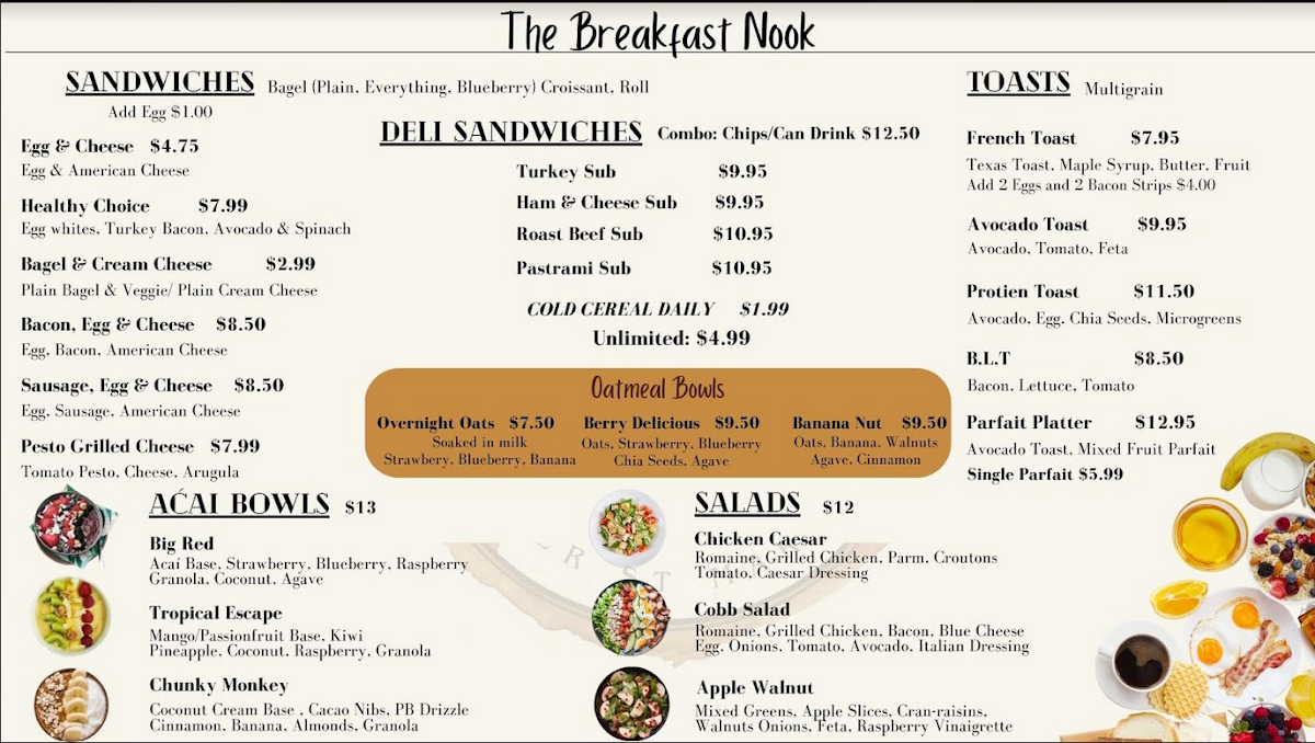 The Breakfast Nook menu board