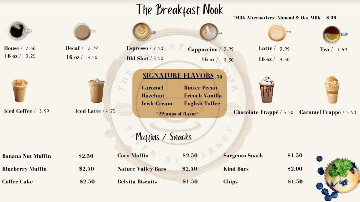 The Breakfast Nook menu board