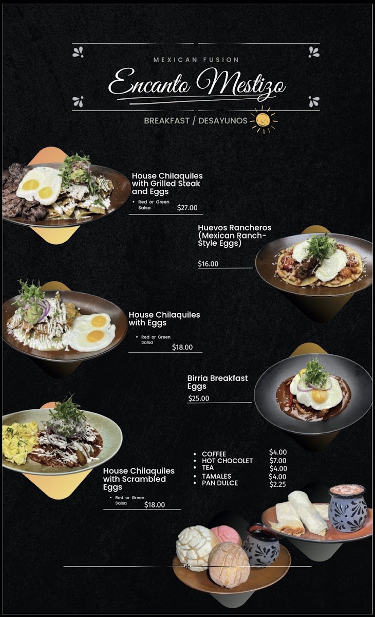Encanto Mestizo menu board