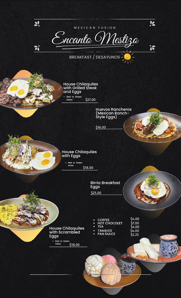 Encanto Mestizo menu board