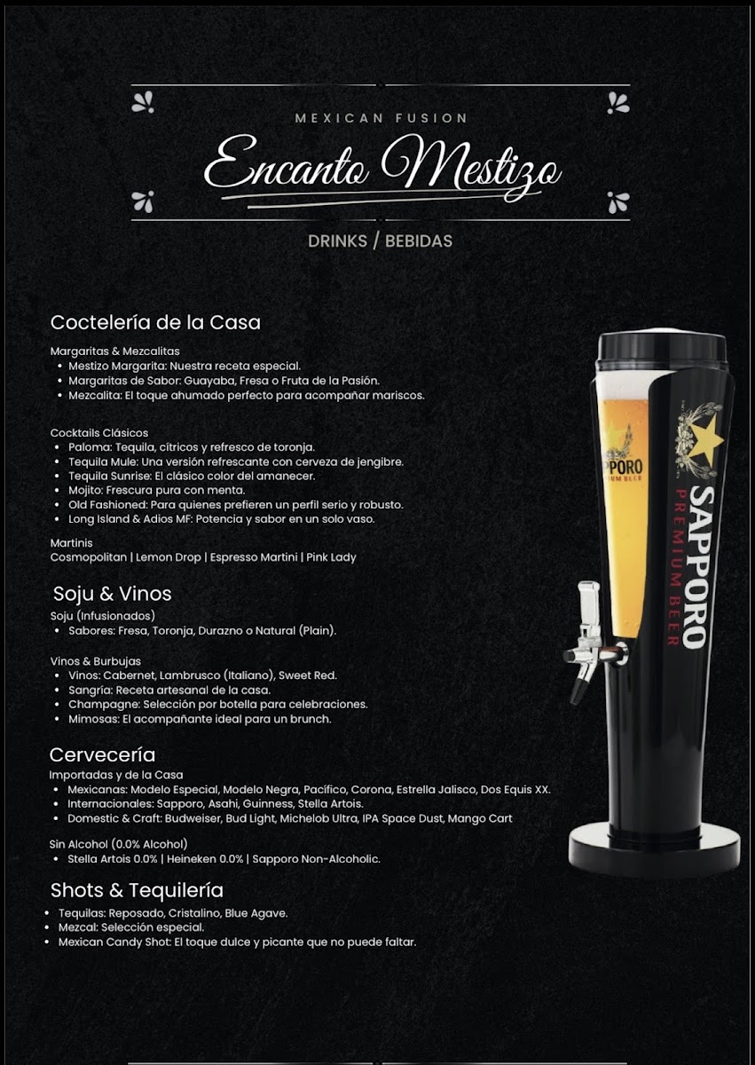 Encanto Mestizo menu board