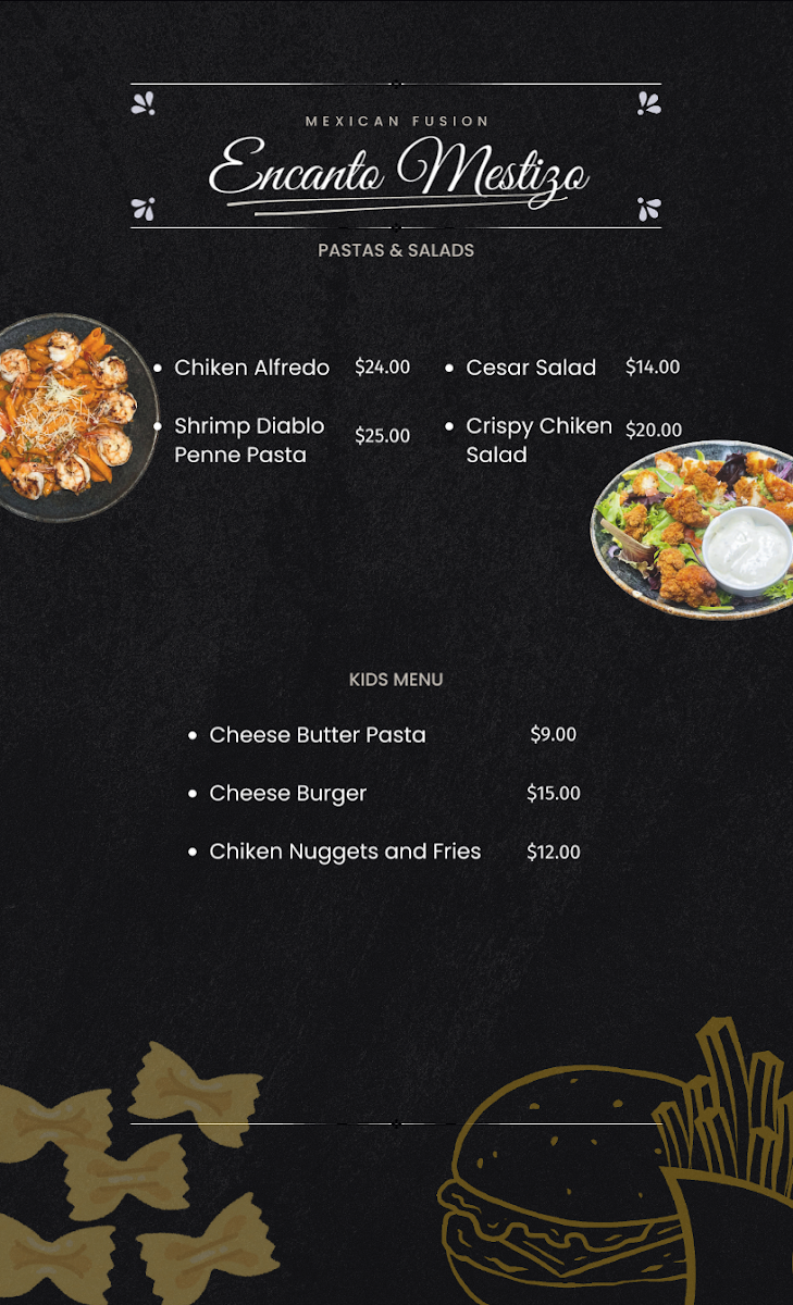 Encanto Mestizo menu board