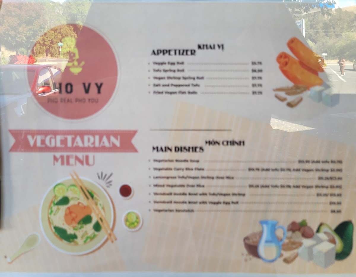 Pho Vy menu board