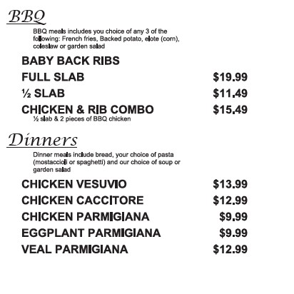 GH Pizza's menu board
