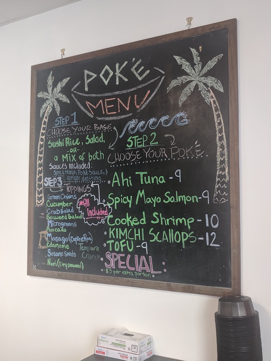 Poke Bowl menu board