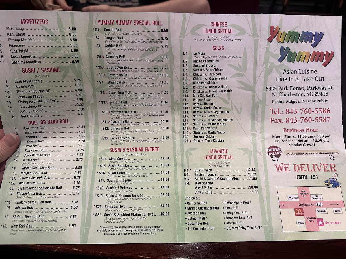 Yummy Yummy menu board