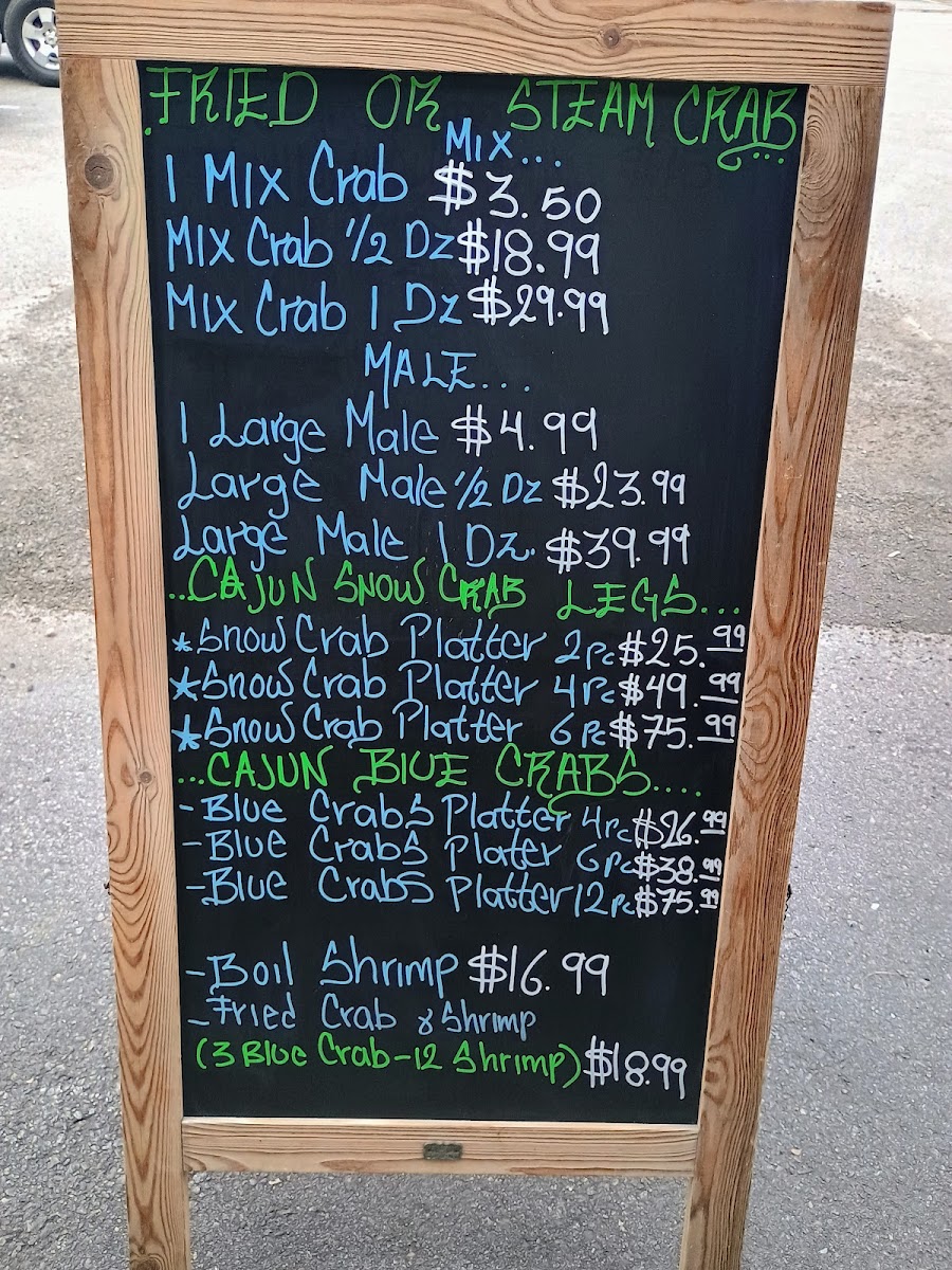 H&L Seafood Kitchen menu board