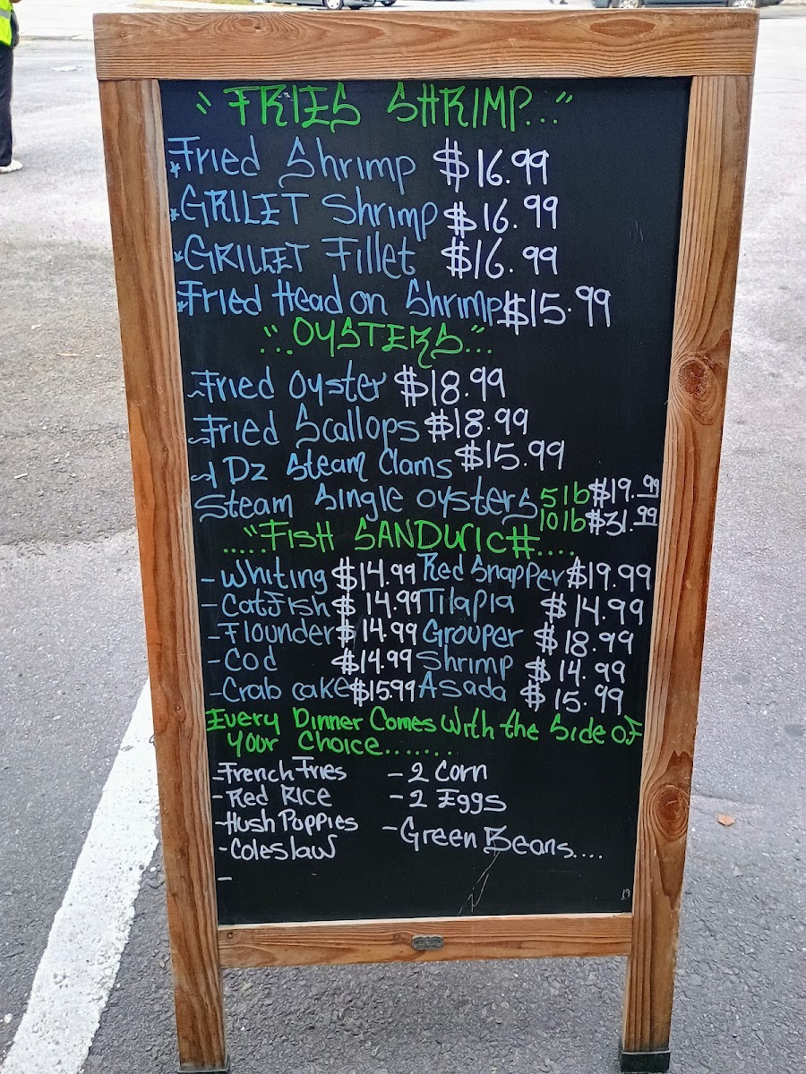 H&L Seafood Kitchen menu board