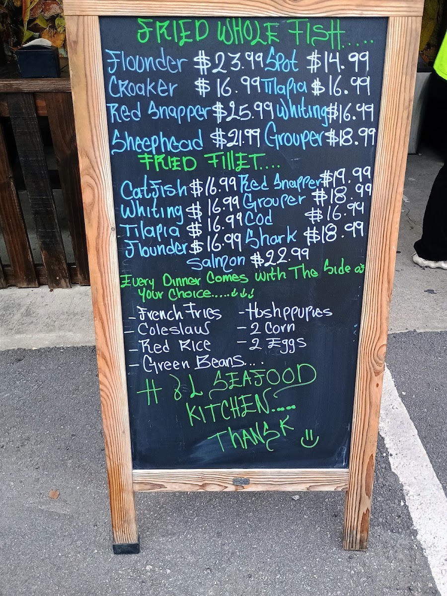 H&L Seafood Kitchen menu board