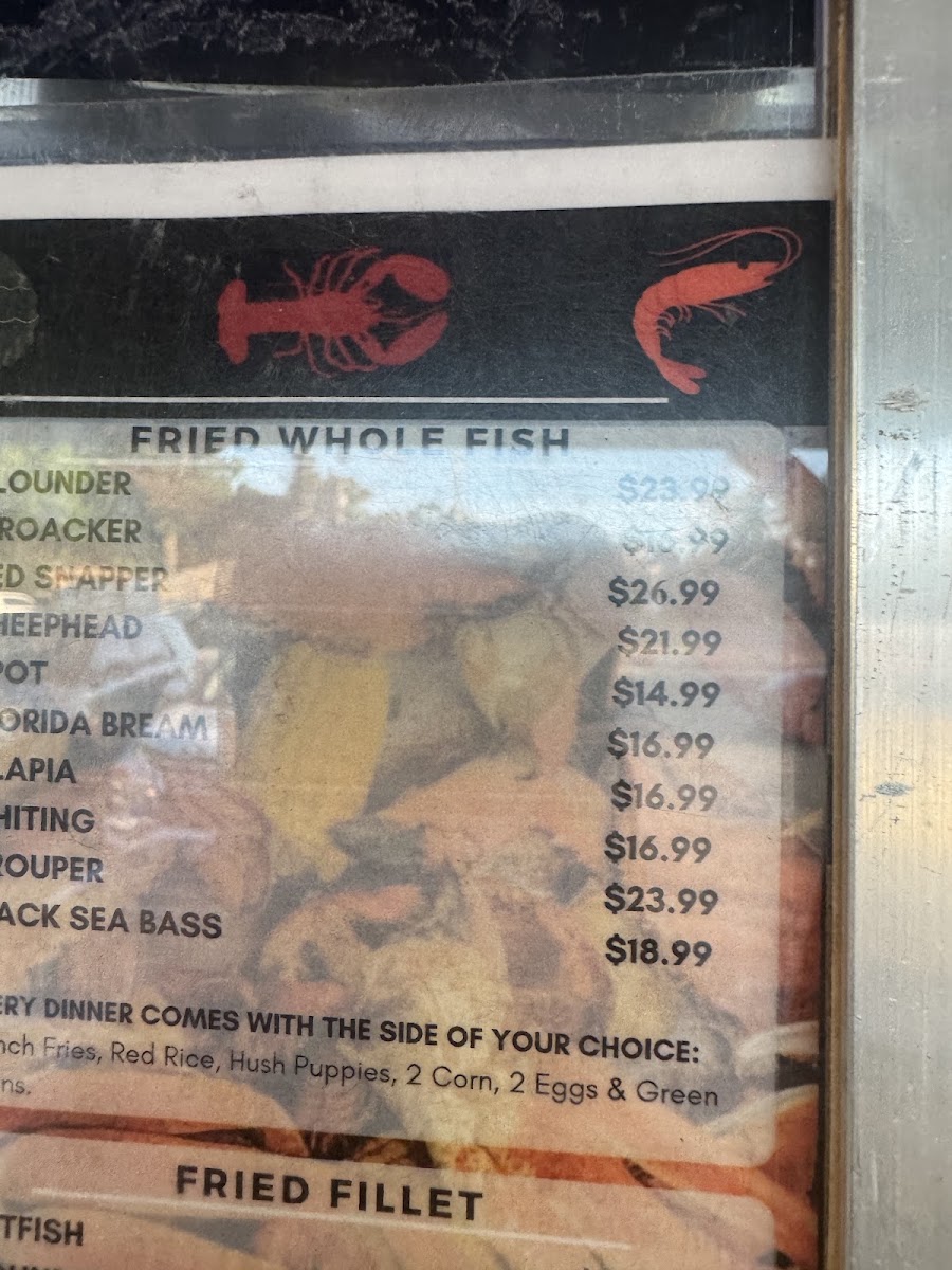 H&L Seafood Kitchen menu board