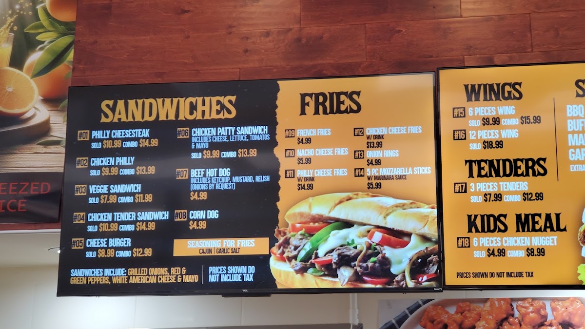 AB’s Philly Steak menu board