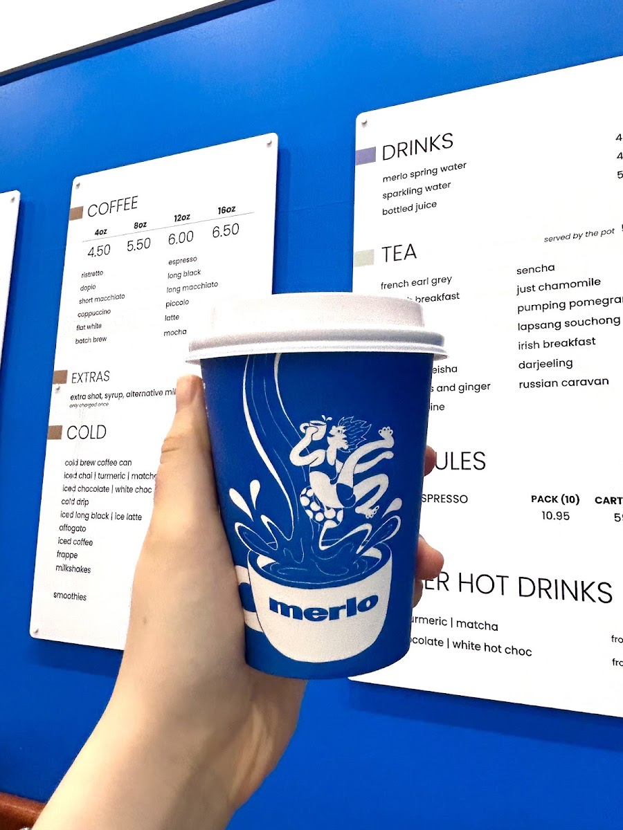 Merlo Coffee Cafe Southport menu board
