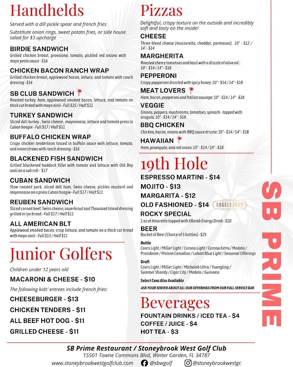 SB Prime menu board