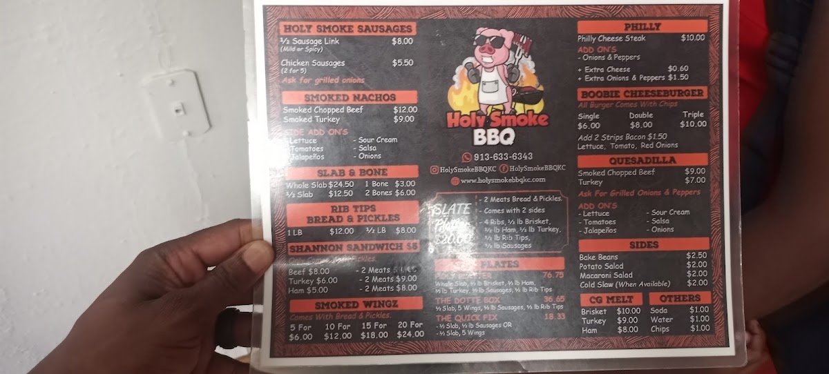 Holy Smoke BBQ menu board