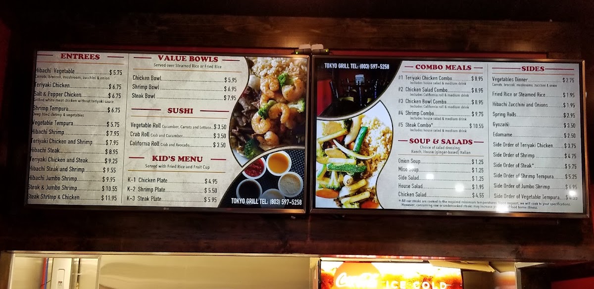 Tokyo Grill menu board