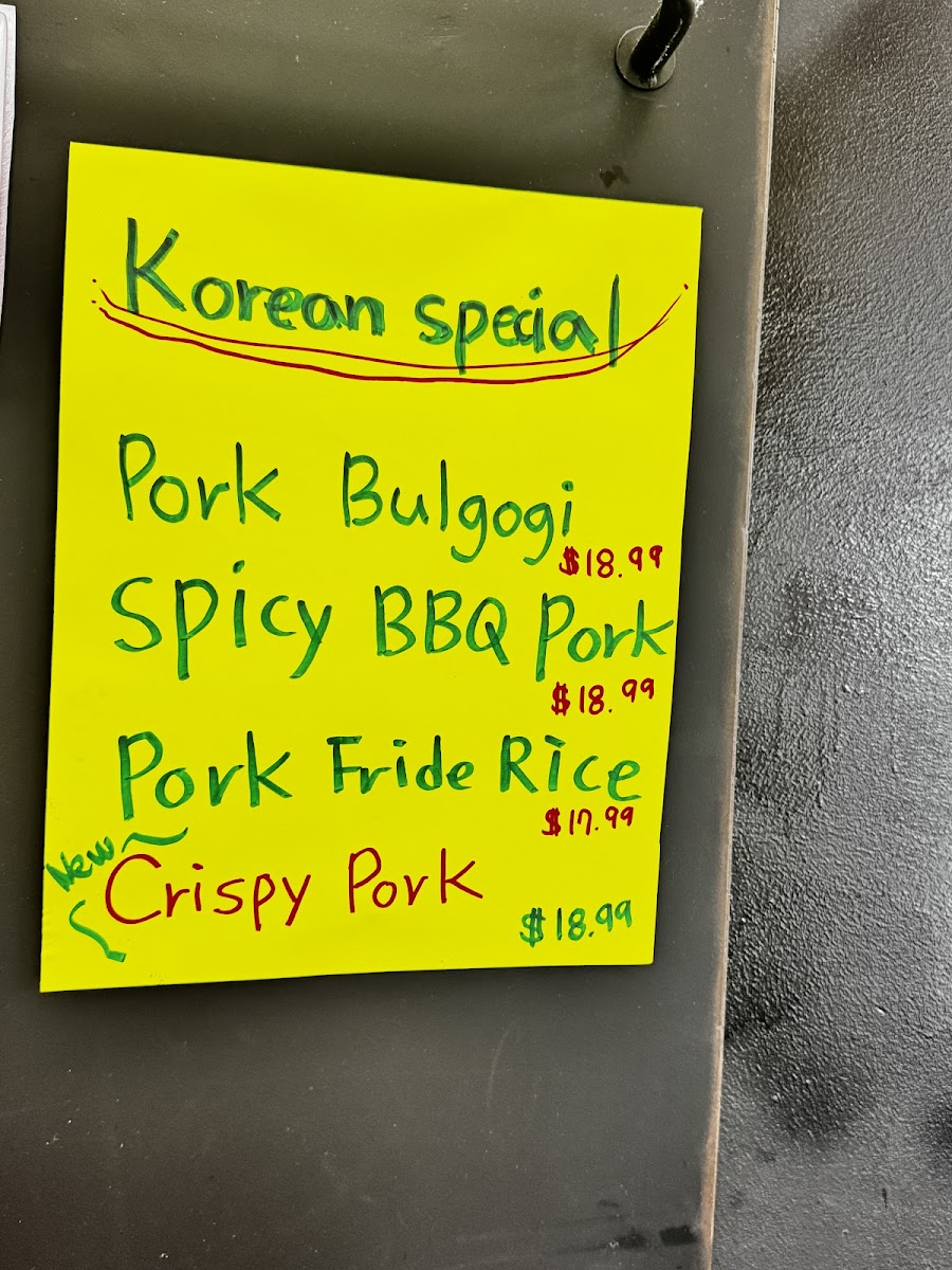 Happy At the Bay Teriyaki menu board