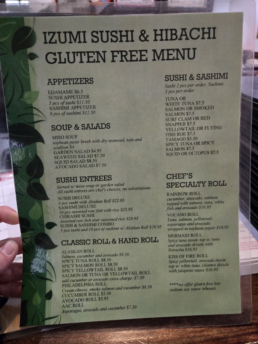 Izumi menu board