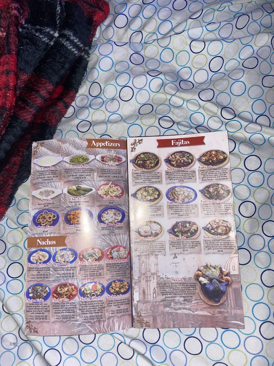 El Vallarta menu board