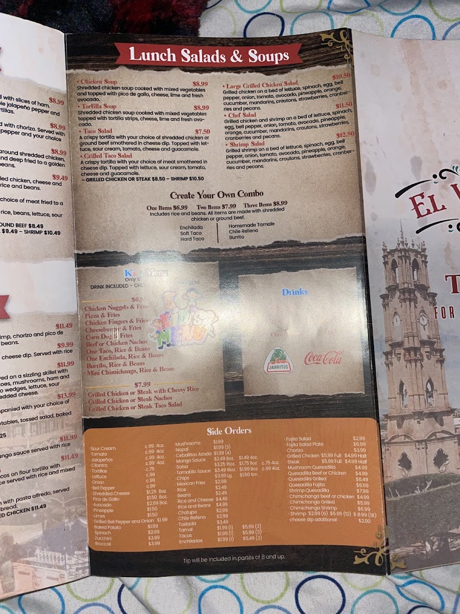 El Vallarta menu board