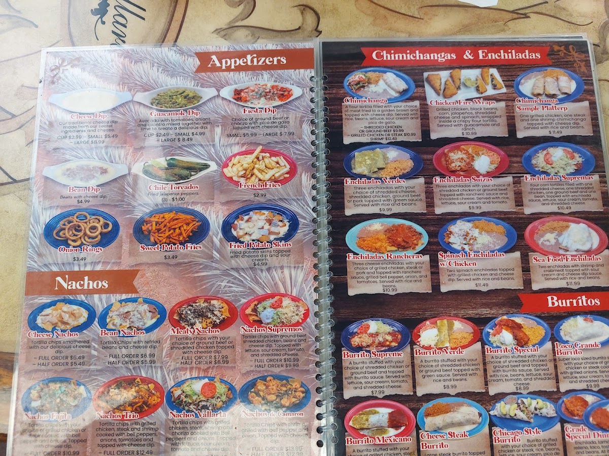 El Vallarta menu board