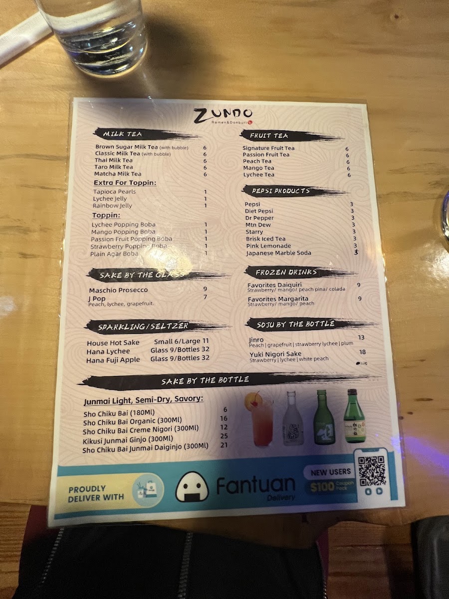 Zundo Ramen - Columbus menu board