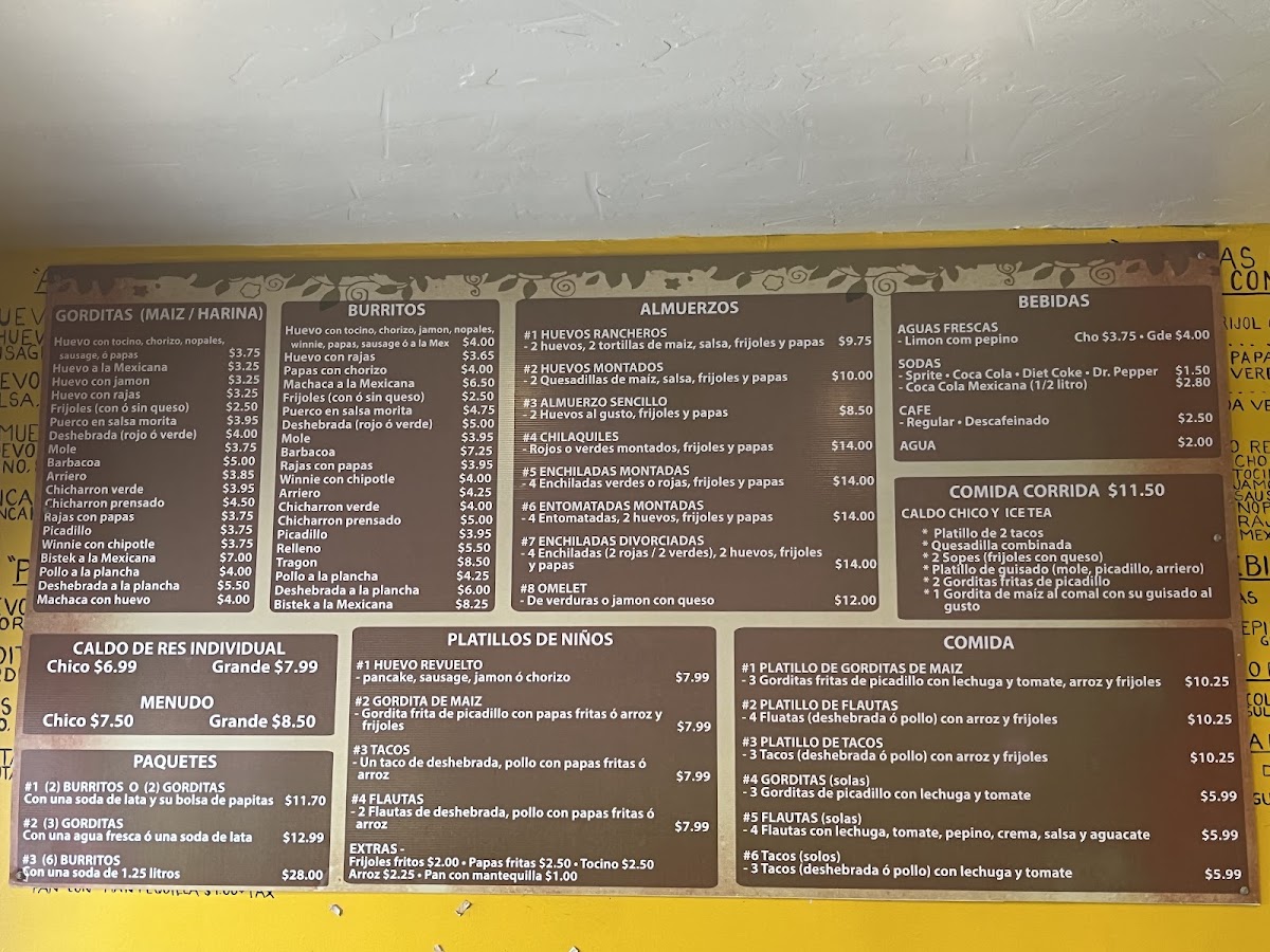 Niridian Restaurant | Mexican menu board