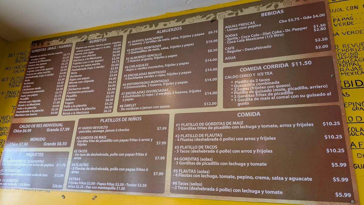 Niridian Restaurant | Mexican menu board