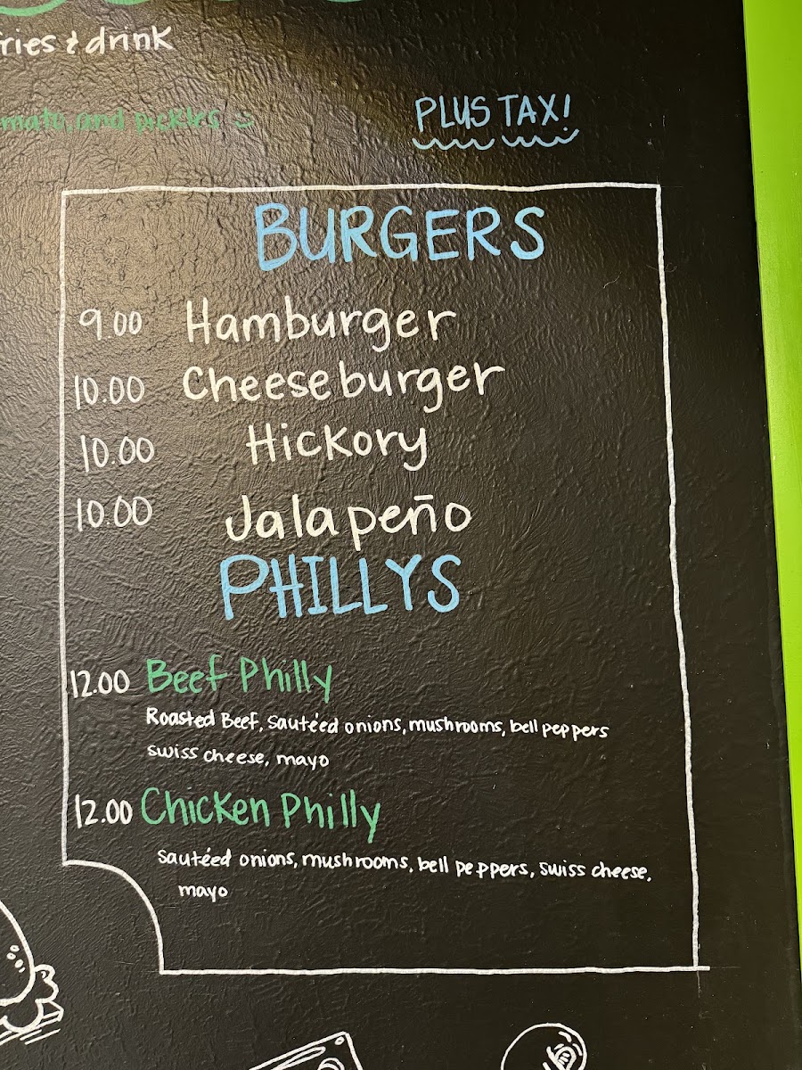 Los II Brothers Burgers menu board