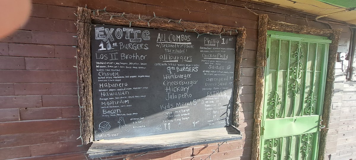 Los II Brothers Burgers menu board