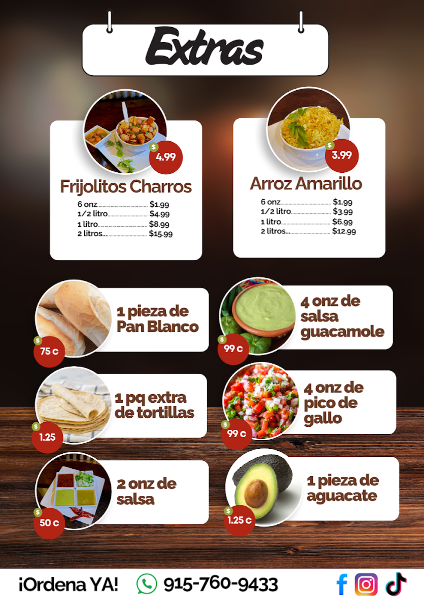 Carnitas Michoacan & Finisima Barbacoa menu board