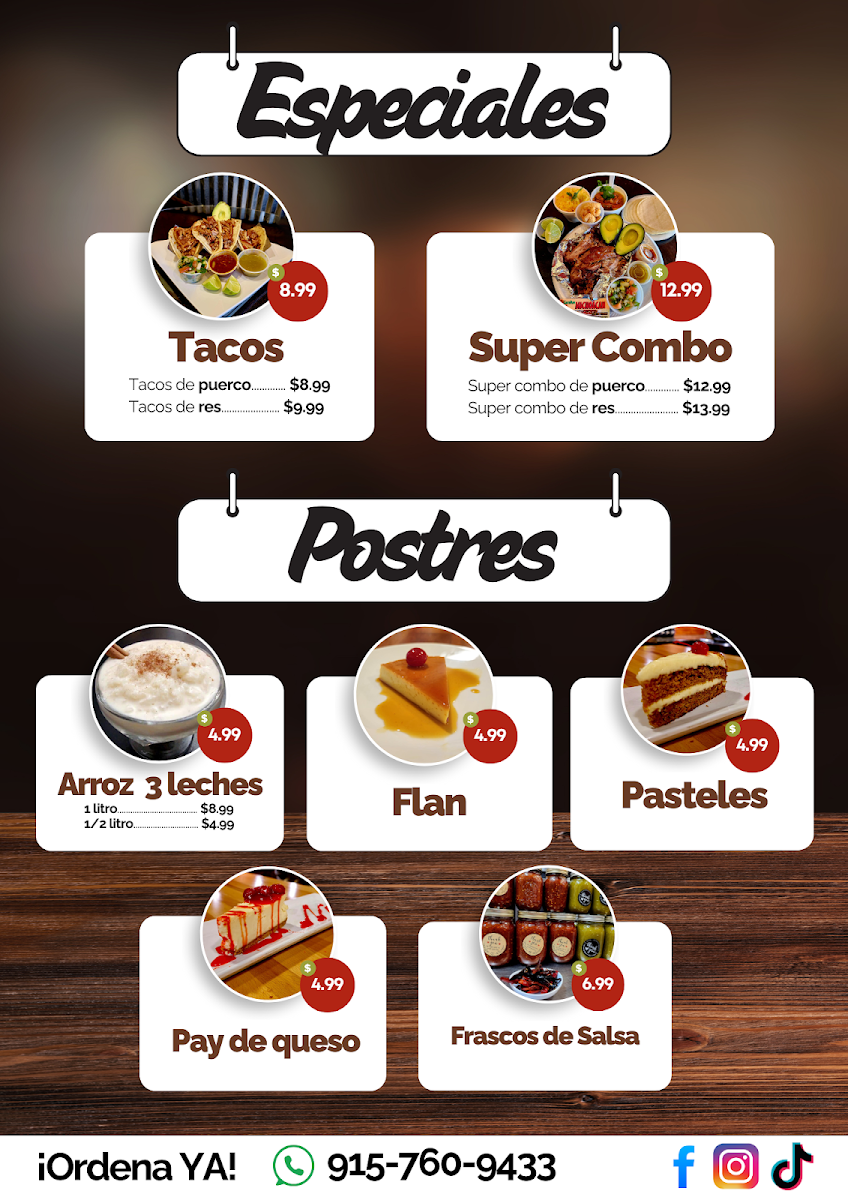 Carnitas Michoacan & Finisima Barbacoa menu board