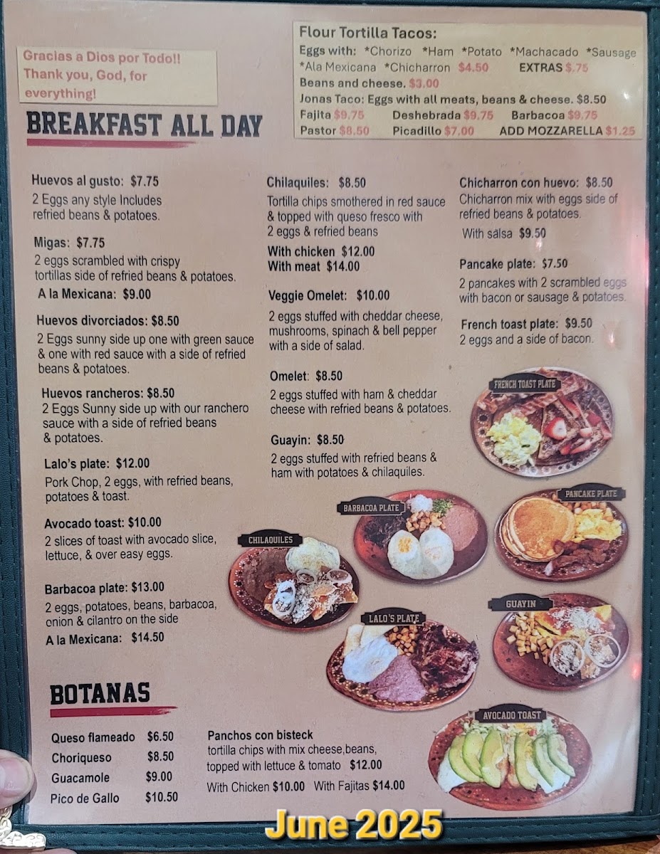 El Jefe menu board