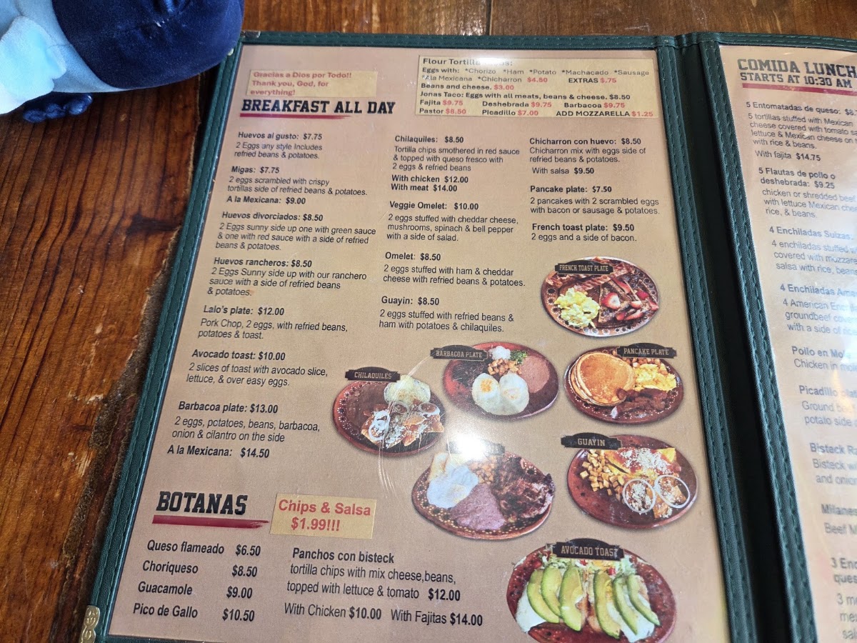 El Jefe menu board