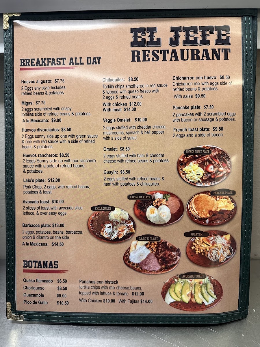 El Jefe menu board
