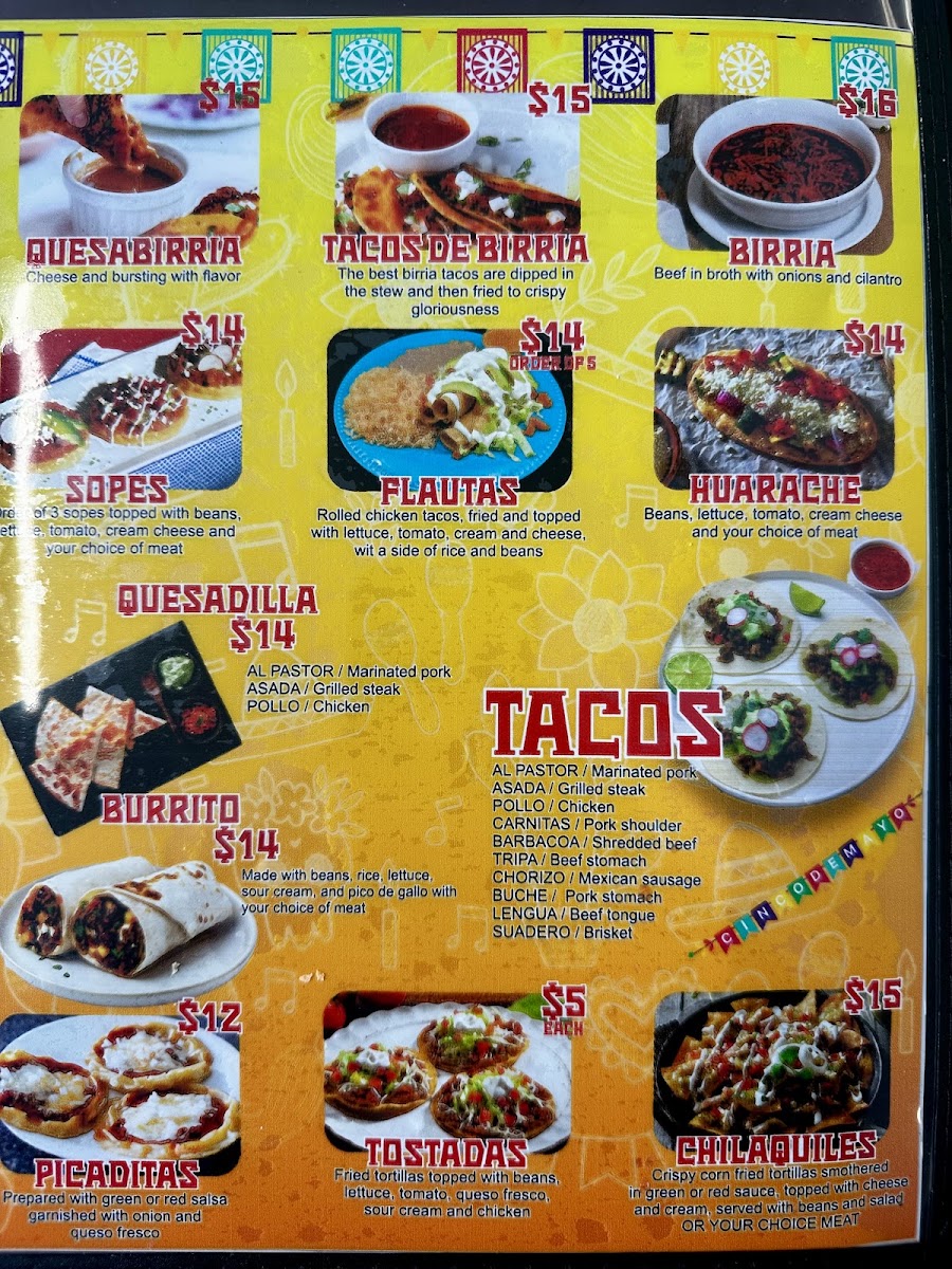 Taquería El Milagro | Mexican menu board