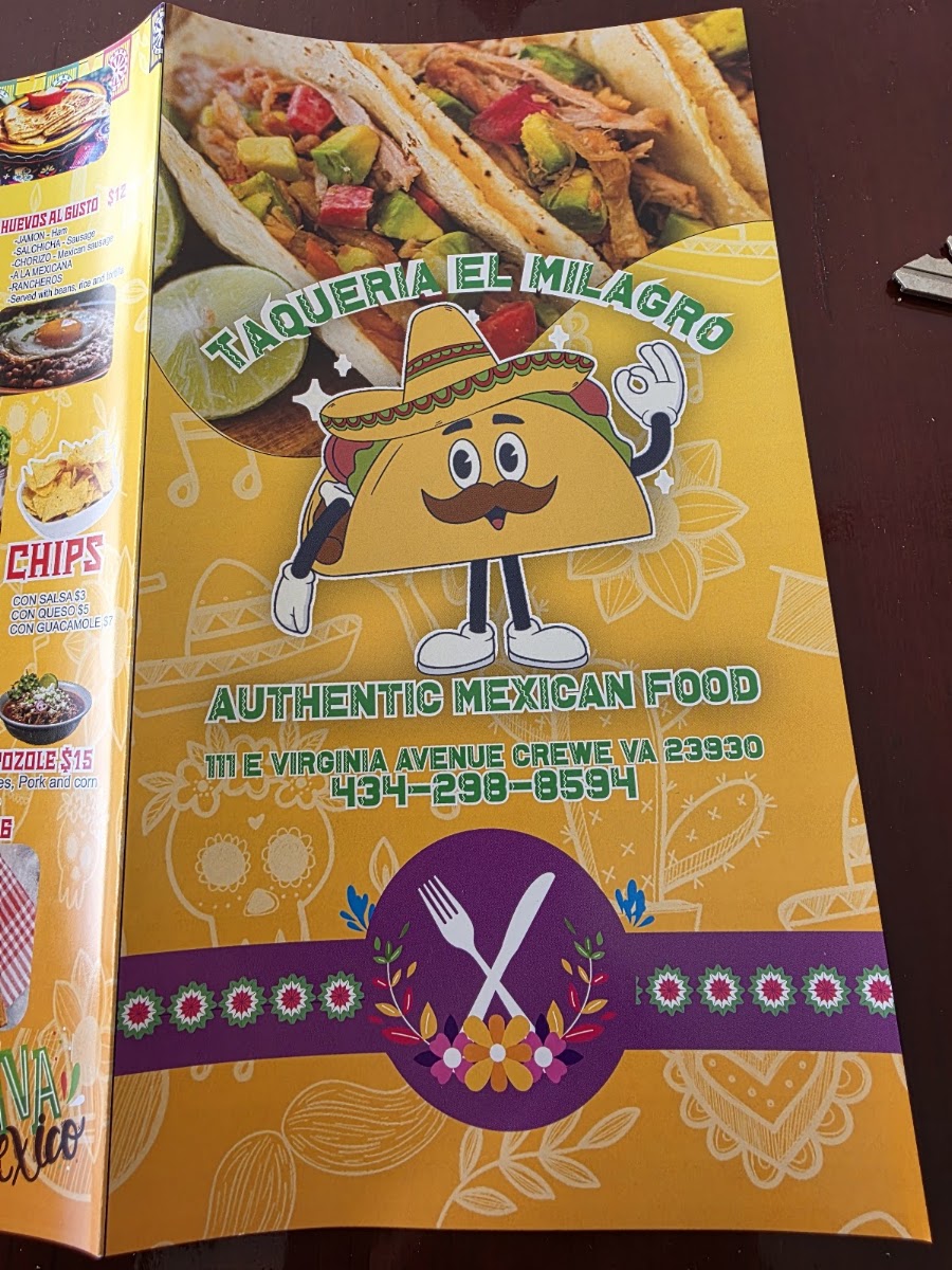 Taquería El Milagro | Mexican menu board