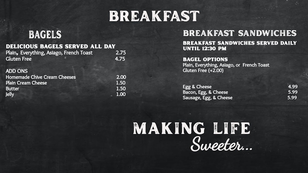 American Honey Creamery and Coffee Co. menu board