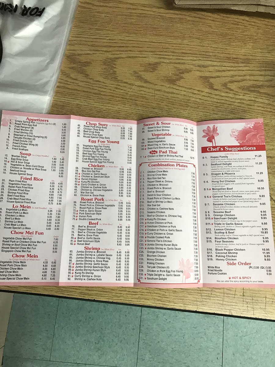 China Cafe menu board
