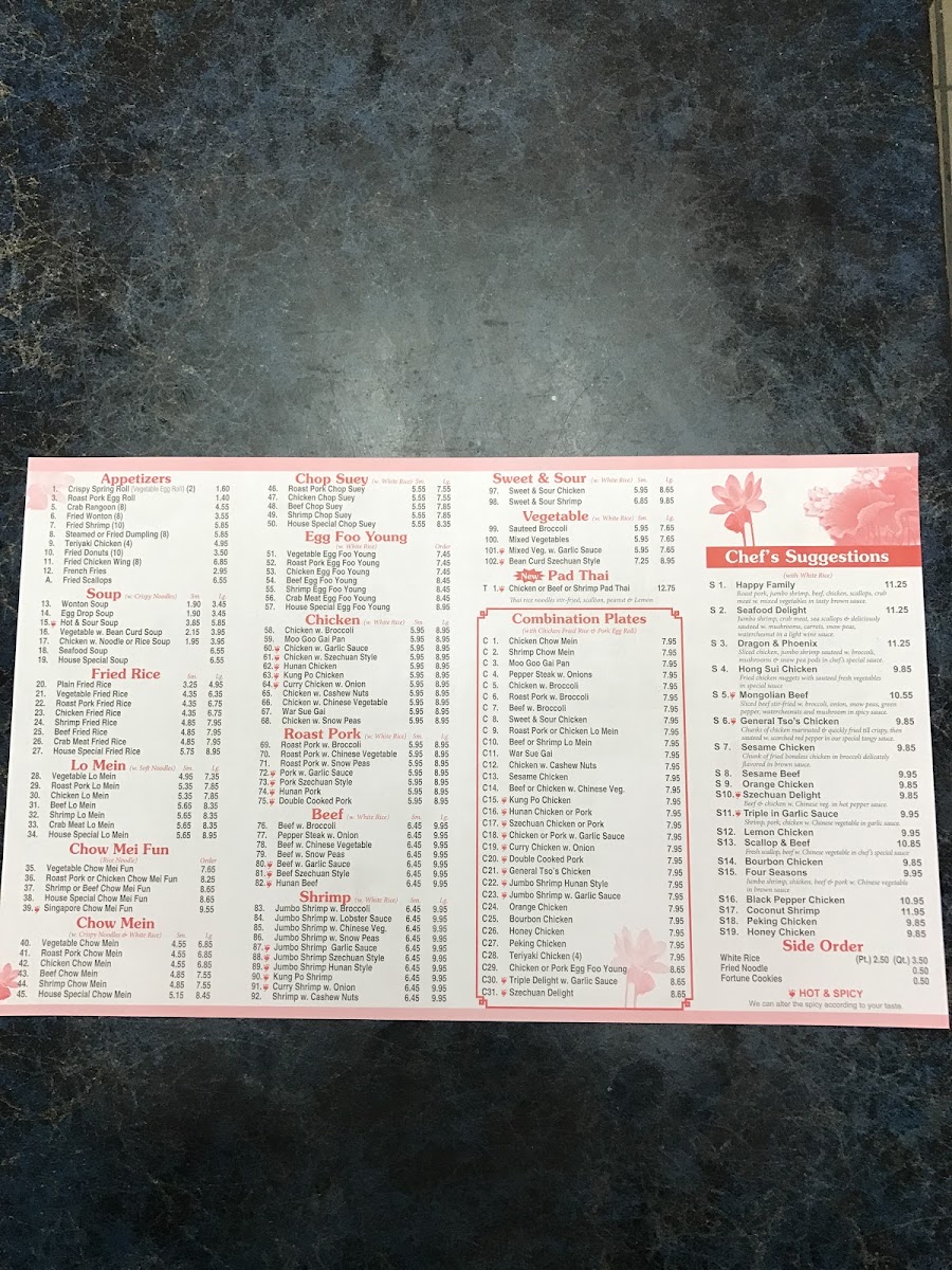 China Cafe menu board