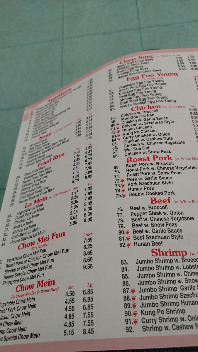 China Cafe menu board