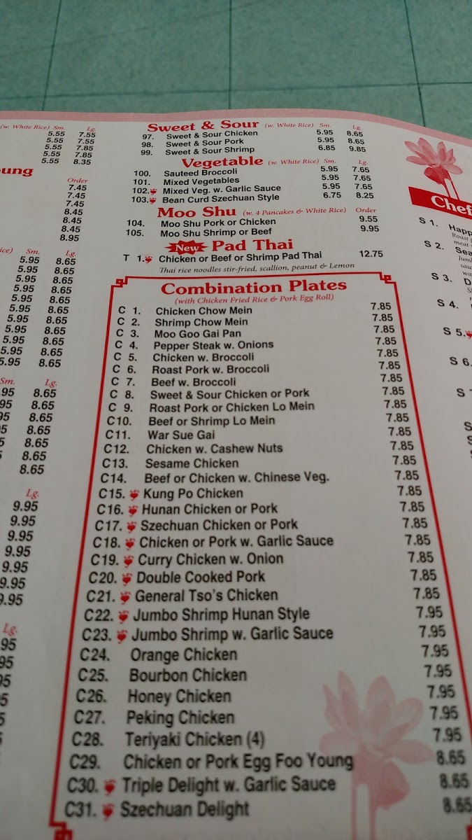 China Cafe menu board