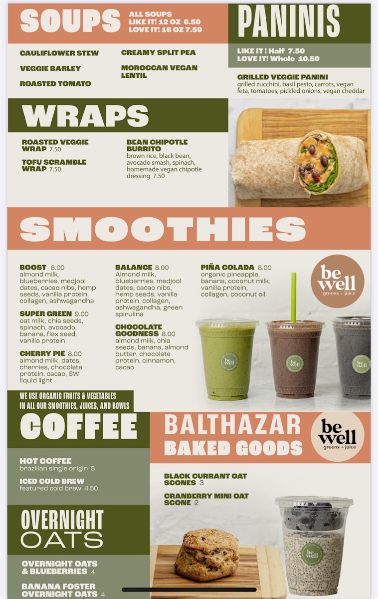 be well cafe menu board