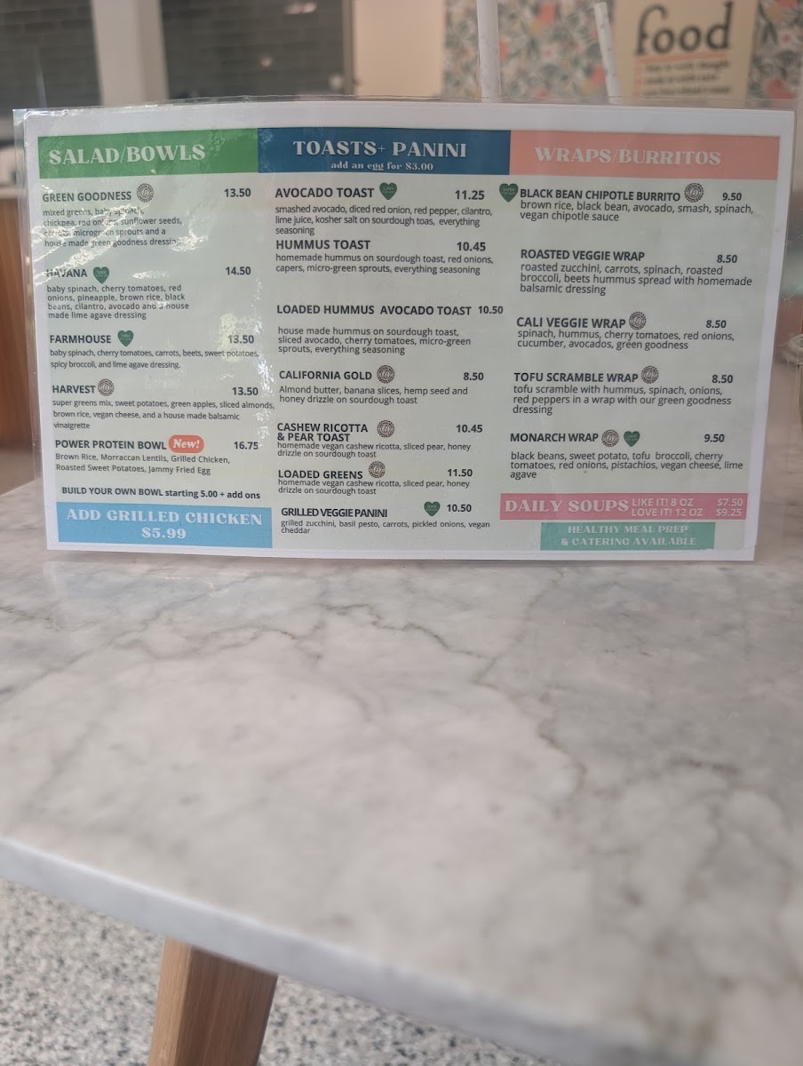 be well cafe menu board