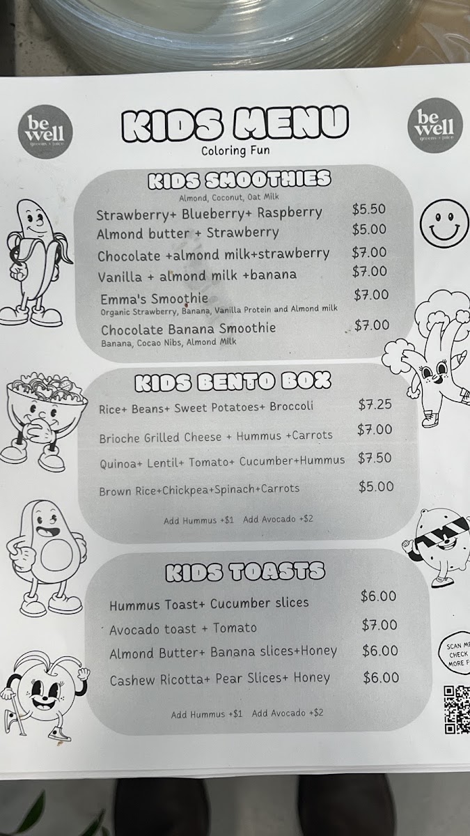 be well cafe menu board