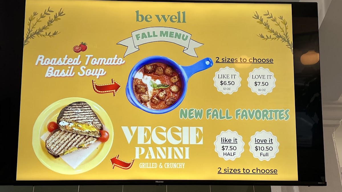 be well cafe menu board